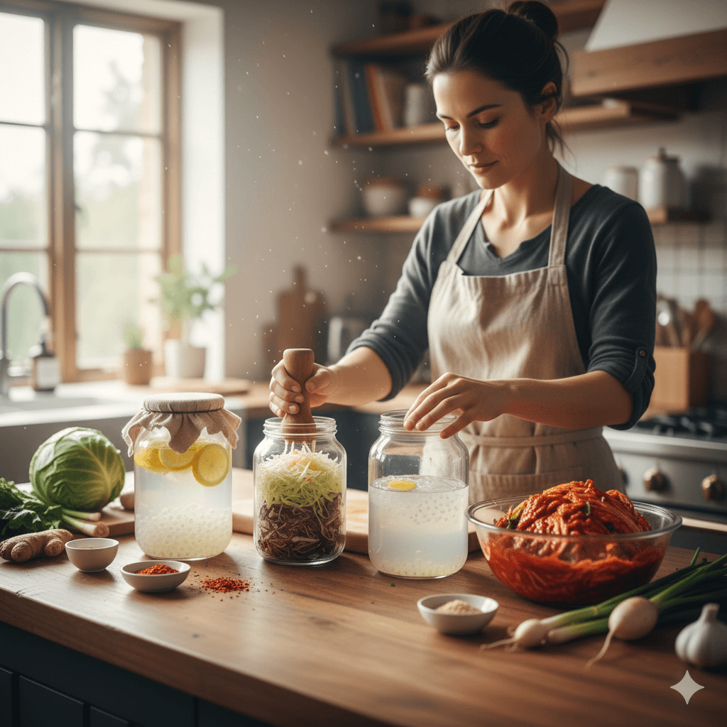 Homemade fermented foods for gut health
